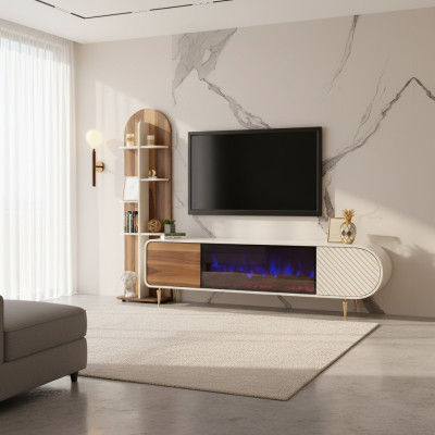 Soporte de TV RTV Tablero bajo Estantes Aparador Mesa Moderna Blanco Lujo Nuevo
