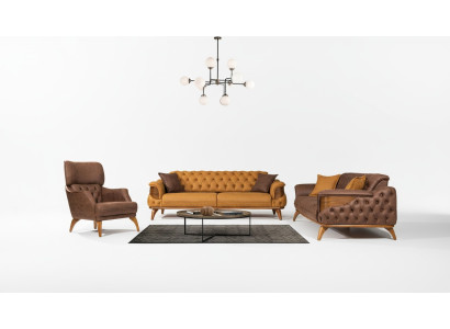 Chesterfield conjunto de asientos sofá de lujo Conjunto de sofás de 3 plazas Sillón 3 piezas
