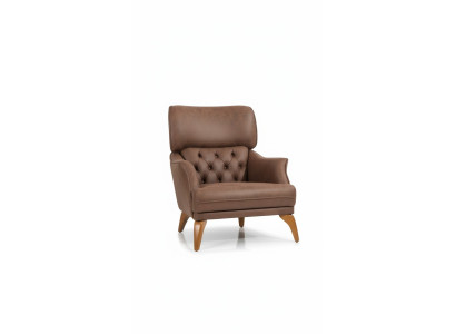 Sillón de lujo Orejero de cuero marrón Sala de estar Poliéster Individual