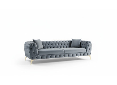 Moderno sofá de tres plazas Chesterfield mueble de acero inoxidable poliéster muebles de sala de estar