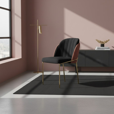 Silla de comedor Silla de cocina Sillón de respaldo de lujo rosa negro moderno