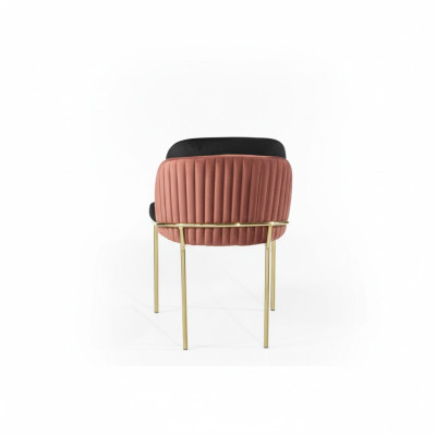 Silla de comedor Silla de cocina Sillón de respaldo de lujo rosa negro moderno