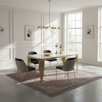 Mesa de comedor mesa de comedor rincón de comedor muebles de comedor mesa madera dorado blanco