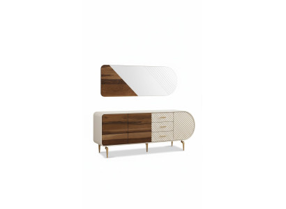 Aparador moderno, cómoda, armario de madera, mueble de acero inoxidable blanco, muebles de lujo.