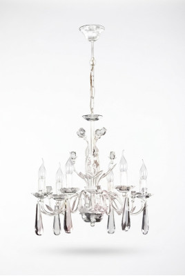 Gran lámpara de suspensión, lámpara de sala de estar, lámpara de araña, blanco, candelabro de cristal.