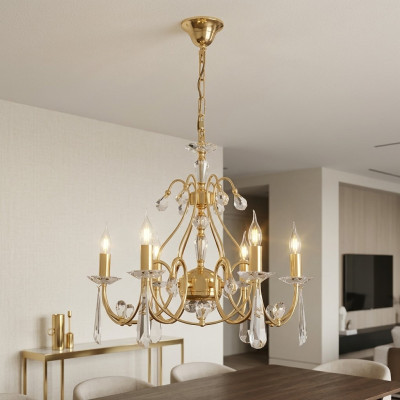 Lámpara de techo clásica, candelabro, araña de techo dorada, candelabro de luz nuevo.