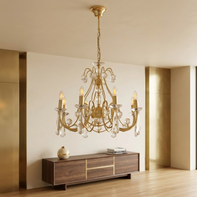 Lámpara de techo de lujo, candelabro, araña, lámpara de techo, dorado, cristal.