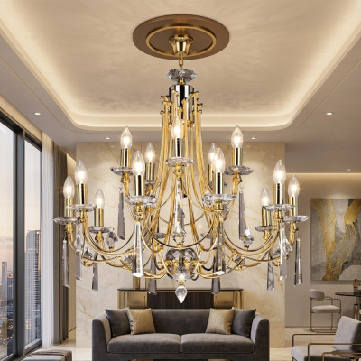 Lujo Lámpara de techo Lámpara de araña Candelabro Arte Oro Cristal