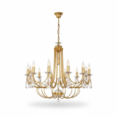 Lámpara de techo de araña de lujo de cristal Lujo Candelabro Lámpara de techo Oro Arte