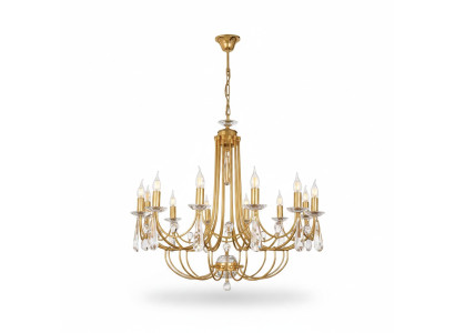 Lámpara de techo de araña de lujo de cristal Lujo Candelabro Lámpara de techo Oro Arte