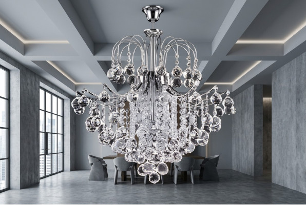 Lámpara de techo candelabro lámpara de techo de cristal lámparas de lujo lámpara de araña de plata