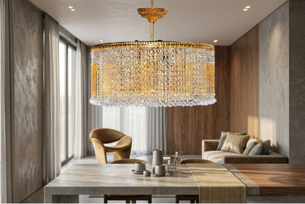Lámpara de techo de lujo Lustre Lámpara de araña Lámpara de techo Lámparas Oro Iluminación