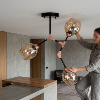 Lámpara de techo Lustre Lámpara de araña Lámpara de techo Lámparas Dorado Moderno Vidrio