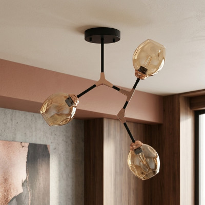 Lámpara de techo Lustre Lámpara de araña Lámpara de techo Lámparas Dorado Moderno Vidrio