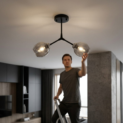 Lámpara de techo Lüster Candelabro Lámpara de techo Lámpara de vidrio negro