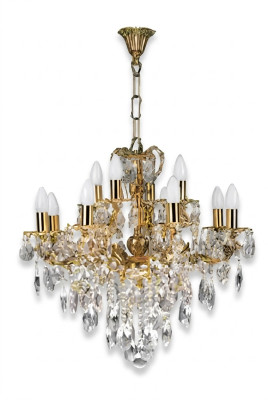 Lámpara de techo de lujo, candelabros, lámpara de techo, cristal, oro.