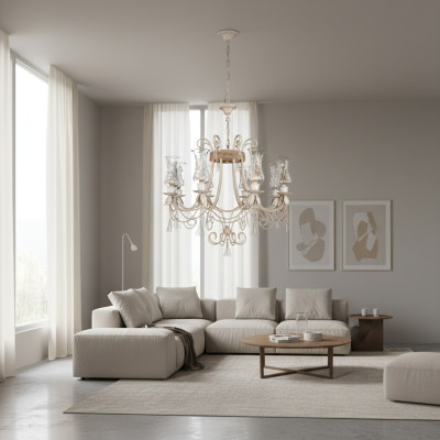 Lámpara de techo de lujo lustre candelabro lámpara de techo lámparas de vidrio beige