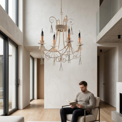 Lámpara de techo de lujo araña candelabro lámpara de techo lámparas Beige Arte