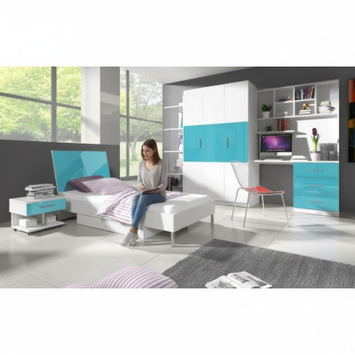 Cama + mesita de noche - Muebles de dormitorio para niños Camas Azul juego de 2 piezas Nuevo
