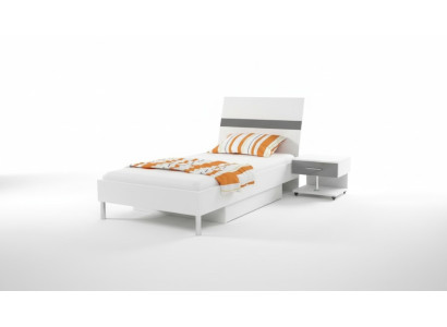 Cama + mesita de noche, habitación juvenil, habitación infantil, juego de muebles, negro, 2 piezas.
