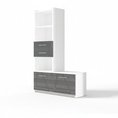 Mueble de almacenamiento estantería para habitación infantil juvenil gris blanco brillante