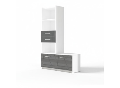 Mueble de almacenamiento estantería para habitación infantil juvenil gris blanco brillante