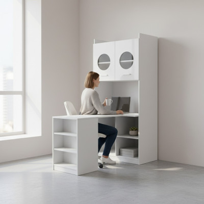 Escritorio blanco, mesa de oficina para habitaciones de niños y adolescentes, mesas nuevas de alto brillo.