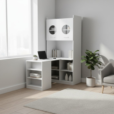 Escritorio blanco, mesa de oficina para habitaciones de niños y adolescentes, mesas nuevas de alto brillo.