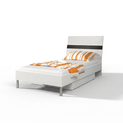 Camas de madera diseño cama individual de alta brillante en habitación infantil negro.