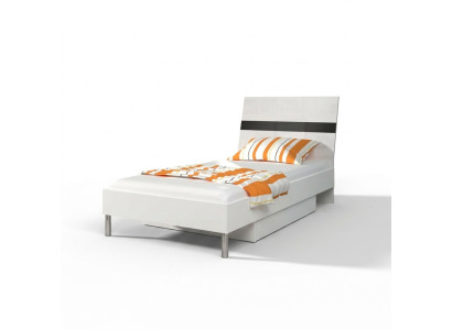 Camas de madera diseño cama individual de alta brillante en habitación infantil negro.