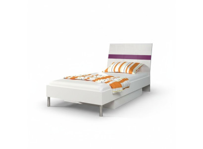 Camas de madera lila con diseño de cama individual de alto brillo para habitación de niños, cama individual para niñas.