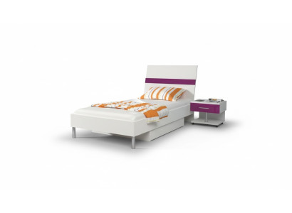Cama + mesita de noche dormitorio juvenil infantil set muebles lila 2 piezas.