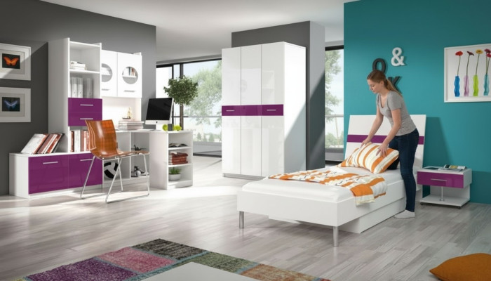 Escritorio de esquina moderno, escritorio de madera para habitación de jóvenes y niños en blanco, diseño de muebles.