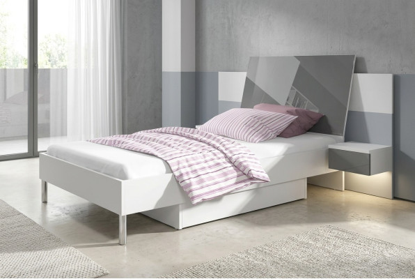 Habitación infantil Cama Dormitorio Camas Cama individual Juvenil Gris Madera