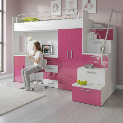 Litera doble cama litera cama cama infantil cama juvenil cama alta habitación infantil rosa