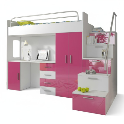 Litera doble cama litera cama cama infantil cama juvenil cama alta habitación infantil rosa