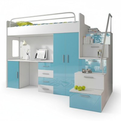 Litera litera cama cuna cama juvenil litera azul habitación infantil