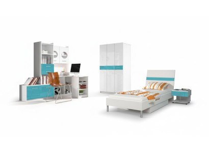 Habitación de niños turquesa moderna Armario Cómoda Mesa Dormitorio Juvenil juego de 5 piezas