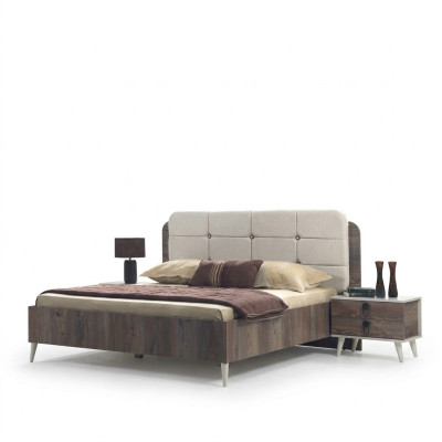Cama Cama doble Dormitorio Diseño Camas modernas tapizadas en madera