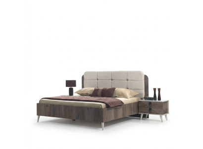 Cama Cama doble Dormitorio Diseño Camas modernas tapizadas en madera