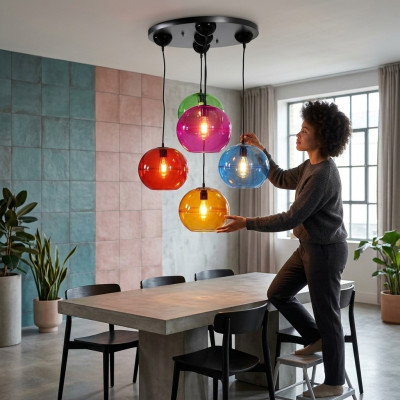 Diseño lámpara candelabro moderno lámparas de techo plata aplique colorido