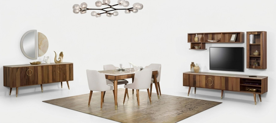 Juego de comedor moderno con mesa, 6 sillas, silla, juego completo de 7 piezas para el comedor.