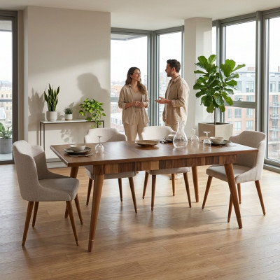 Mesas Mesa de madera Mesa de metal Mesa de lujo Mesas de comedor de diseño italiano Muebles de madera nuevos