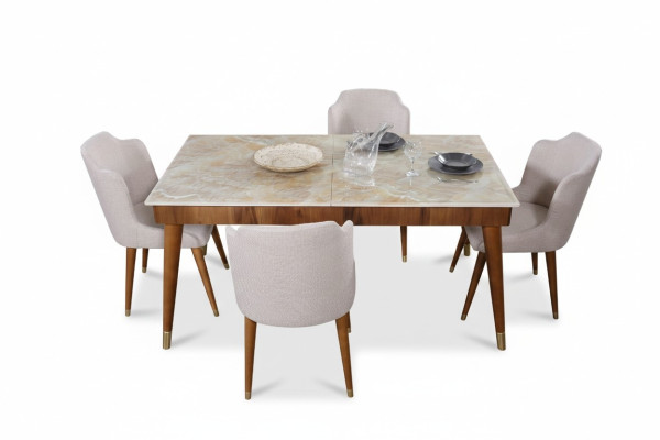 Mesa de comedor de madera, conjunto de mesa de comedor, silla, grupo nuevo, mesa 4x sillas de diseño 5 piezas