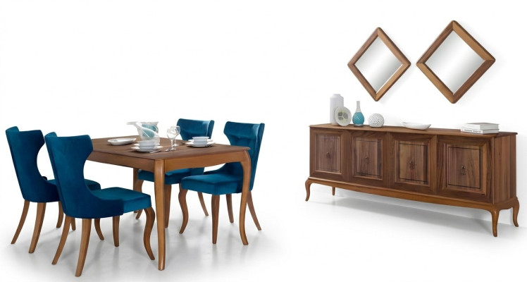 Juego completo de mesa de comedor 4 sillas Conjunto de comedor Grupo de comedor Mesa de madera Mesas de 6 piezas