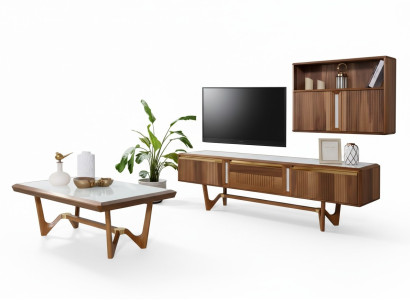 Buffet de televisión Mueble de televisión Armario Mesa Sala de estar Madera Moderno Conjunto de muebles para sala de estar