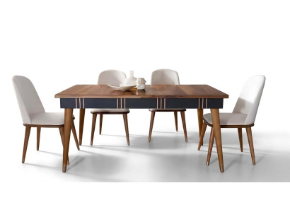 Mesa de comedor Conjunto de mesa y silla de comedor de 5 piezas. Textil Madera Respaldo Sillas Muebles