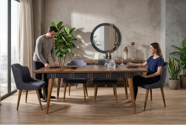 Mesa Mesa de comedor Madera Mesas Estilo Muebles de lujo italiano 160 x 90 Mesas de madera