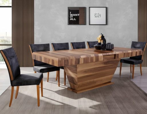 Mesa + 6 sillas Set conjunto Tapizado 7 piezas Nuevo Diseñador Madera Comedor Sala de estar Conjunto