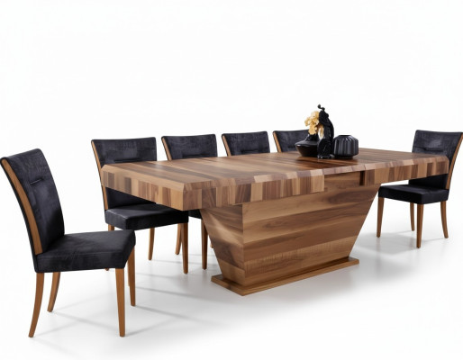 Mesa + 6 sillas Set conjunto Tapizado 7 piezas Nuevo Diseñador Madera Comedor Sala de estar Conjunto